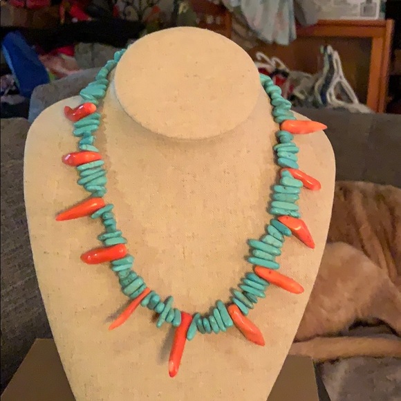 Turquoise and coral necklace